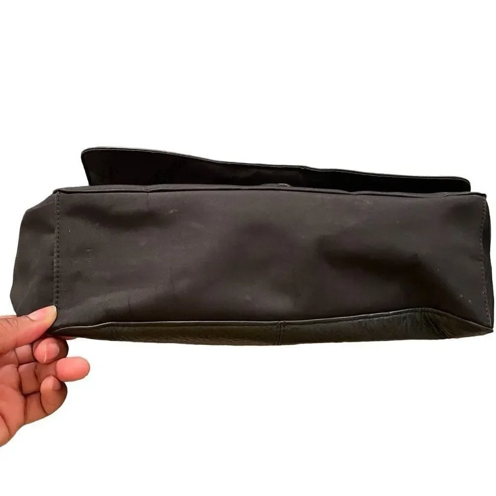 Fossil Crossbody Bag Black Shoulder Leather Microfiber Work Fashion Business